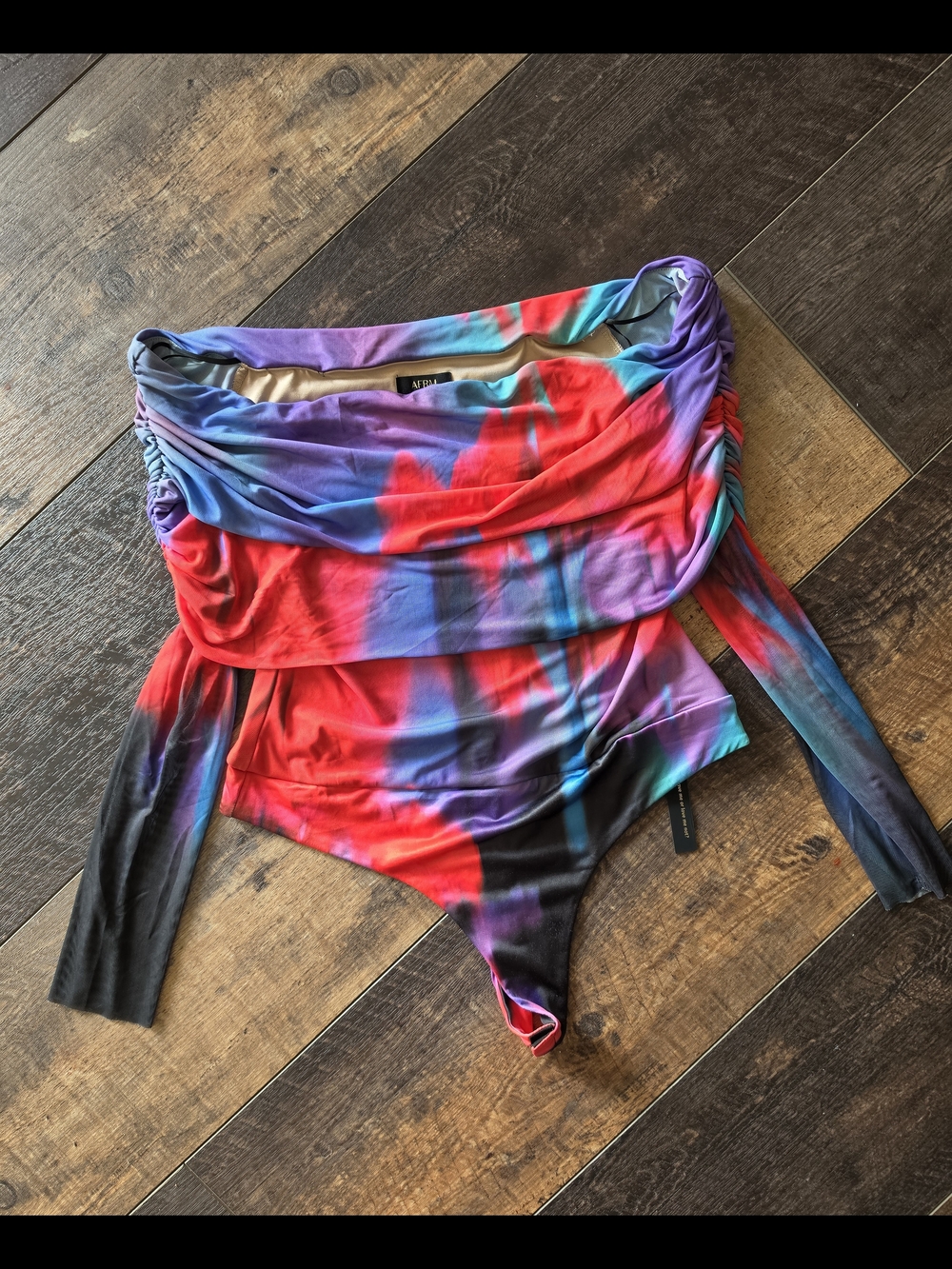 AFRM x Anthropologie NWT Off Shoulder Mesh Bodysuit Romantic Fleur Print Size L